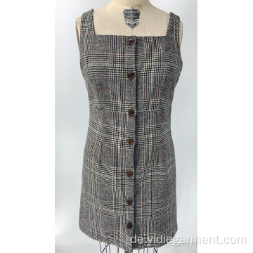 Frauen Vintage Plaid ärmelloses Kleid